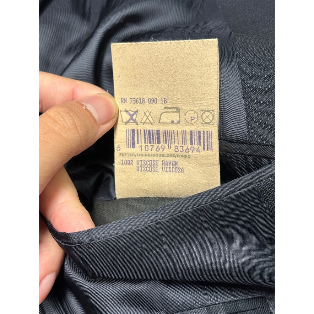 Hugo Boss Mens 46R Double Breasted Blazer Navy Blue Virgin Wool Celsius Omega - Picture 8 of 15